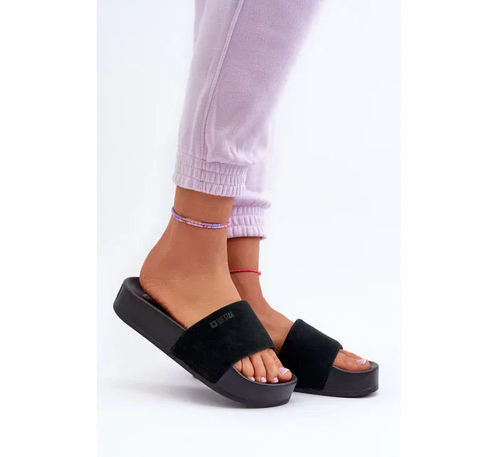 Dámské semišové pantofle na platformě Big Star Černá Dámské semišové pantofle na platformě Big Star Černá