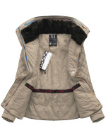 Krátká béžová dámská zimní prošívaná bunda (WZ105)