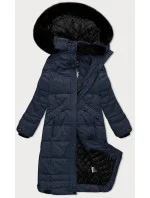 Tmavě modrá hrubší dámská zimní bunda s nákupní taškou Navahoo (FAHMIYAA)
