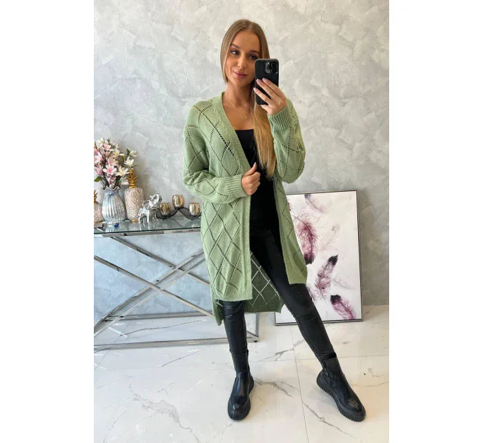 Svetr s geometrickým vzorem tmavě mátový Svetr s geometrickým vzorem tmavě mátový