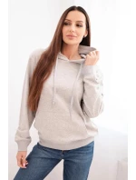 Dámská mikina s kapucí a model 21494975 z bavlny světle šedá - K-Fashion