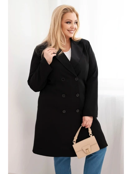 Dámský kabát Plus Size model 21959214 s límcem černý - K-Fashion