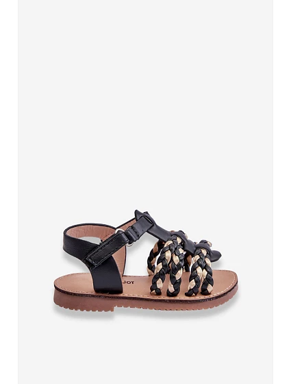 Dětské sandály na suchý zip s pruhy Černá model 21621461 - Boto Dětské sandály na suchý zip s pruhy Černá model 21621461 - Boto