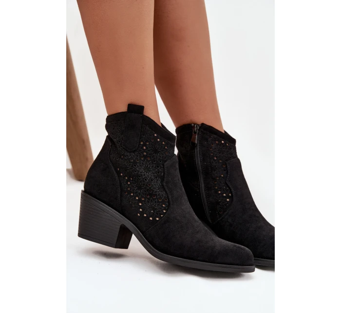 Dámské otevřené kotníkové boty na podpatku Černé model 21713481 Černé - S.Barski