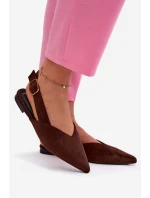 Baleríny se Zlatým Přezkou Eko Semišové Čokoládové model 21937572 - Boto