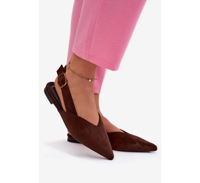 Baleríny se Zlatým Přezkou Eko Semišové Čokoládové model 21937572 - Boto