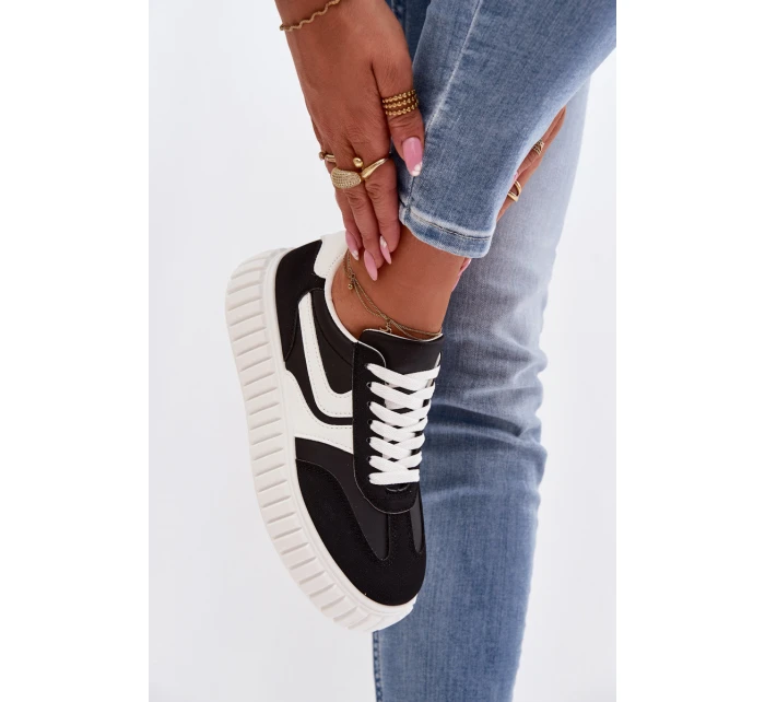 Dámské tenisky na platformě z eko semiše Černé Cadrina Dámské tenisky na platformě z eko semiše Černé Cadrina