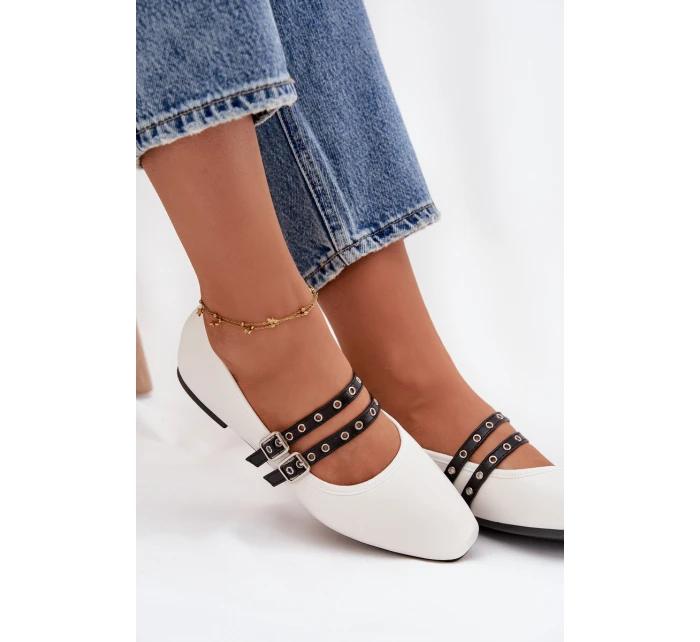 Dámské baleríny s pásky Deliora – bílé