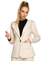 Dámské sako s kapucí a jedním knoflíkem M691 pískové - MOE
