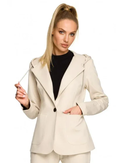 Dámské sako s kapucí a jedním knoflíkem   model 19379803 - Moe