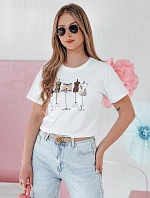 Dámské bavlněné tričko s potiskem MANETEE bílé FashionStreet RY2728