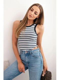 Dámská bavlněná pruhovaná bez rukávů top modrá