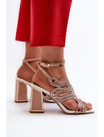Dámské zdobené sandály na podpatku D&A model 21660315 růžové - S.Barski Dámské zdobené sandály na podpatku D&A model 21660315 růžové - S.Barski