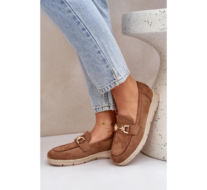 mokasíny se zlatým detailem a  hnědé model 21683739 - Boto