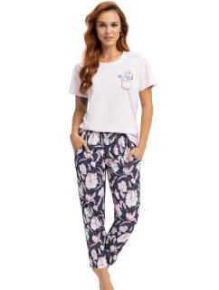 Dámské pyžamo model 18637683 Světle růžová s tmavě modrou - Luna