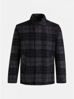Pánská vlněná teplá košile / styl kabátek G77965060-149 Černý s tmavě šedou - Peak