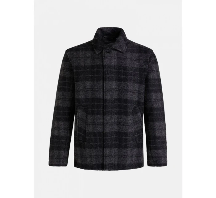 Pánská vlněná teplá košile / styl kabátek G77965060-149 Černý s tmavě šedou - Peak