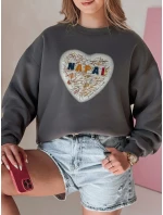 Dámská oversize mikina se srdcem SERDUCHOVA graphite FashionStreet BY1441 Dámská oversize mikina se srdcem SERDUCHOVA graphite FashionStreet BY1441