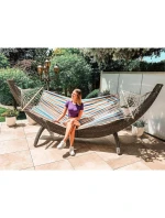 ZAHRADNÍ HAMMAK 1 OSOBA 200x100 cm s tyčí 1052182