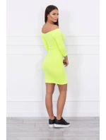 Pruhované vypasované šaty žluté neonové