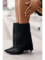 Dámské boty na podpatku se svrškem a  černé model 21670413 - Boto