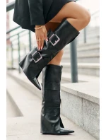 Kozačky ke kolenům na klínu s ohrnutým svrškem a model 21677855 - Boto