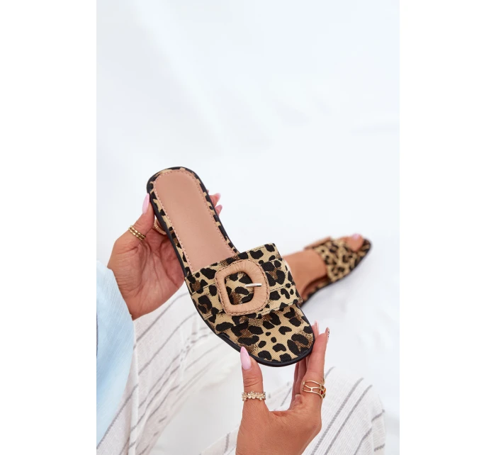 Plné Dámské Pantofle S Ozdobnou Přezkou Leopard Clariola Plné Dámské Pantofle S Ozdobnou Přezkou Leopard Clariola