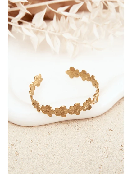 Dámský náramek ze nerezové oceli s květinami zlatá