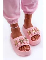 Dámské pěnové pantofle se zdobením na silné podrážce růžové Bremavia Dámské pěnové pantofle se zdobením na silné podrážce růžové Bremavia