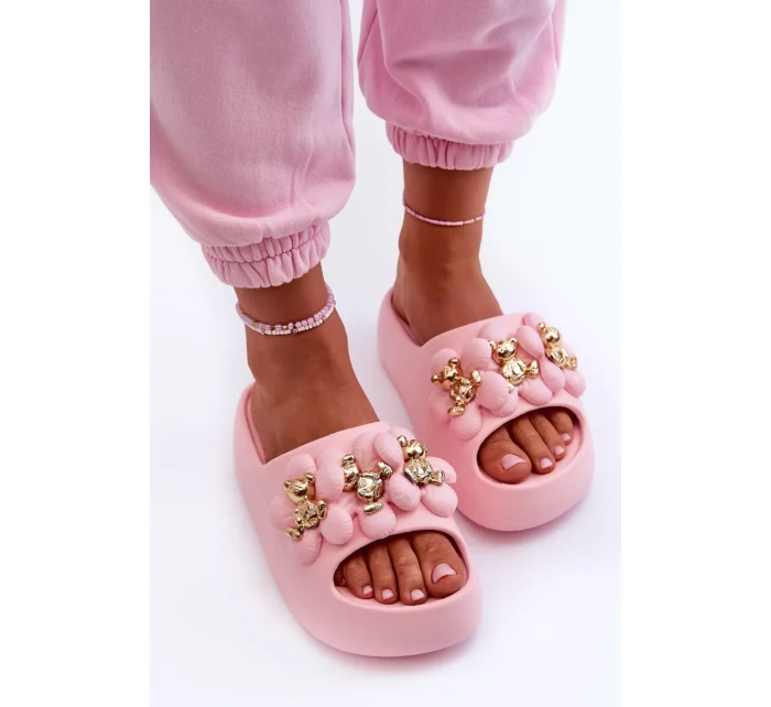 Dámské pěnové pantofle se zdobením na silné podrážce růžové Bremavia Dámské pěnové pantofle se zdobením na silné podrážce růžové Bremavia