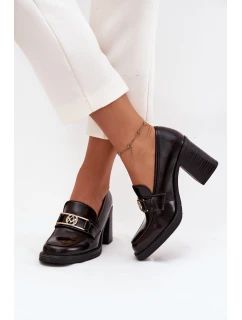 Dámské polobotky na sloupku se zlatým detailem Privelle – čokoládové