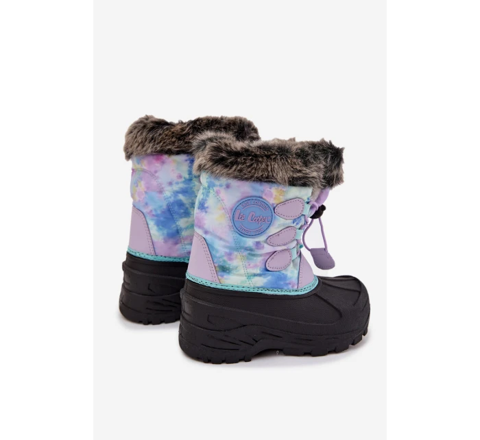 Dívčí sněhule s kožíškem a stahováním Lee Cooper – fialové