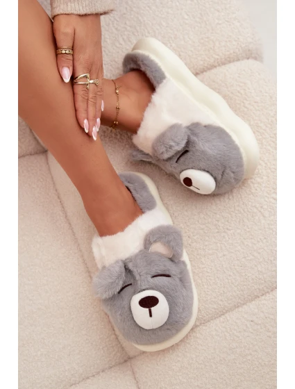 Dámské chlupaté papuče s motivem medvídka – šedé Galine Dámské chlupaté papuče s motivem medvídka – šedé Galine