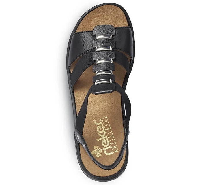 Černé kožené sandály W model 22050404 Rieker - Inny Černé kožené sandály W model 22050404 Rieker - Inny