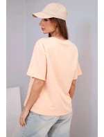 Dámská bavlněná basic halenka s krátkým rukávem lososová Dámská bavlněná basic halenka s krátkým rukávem lososová
