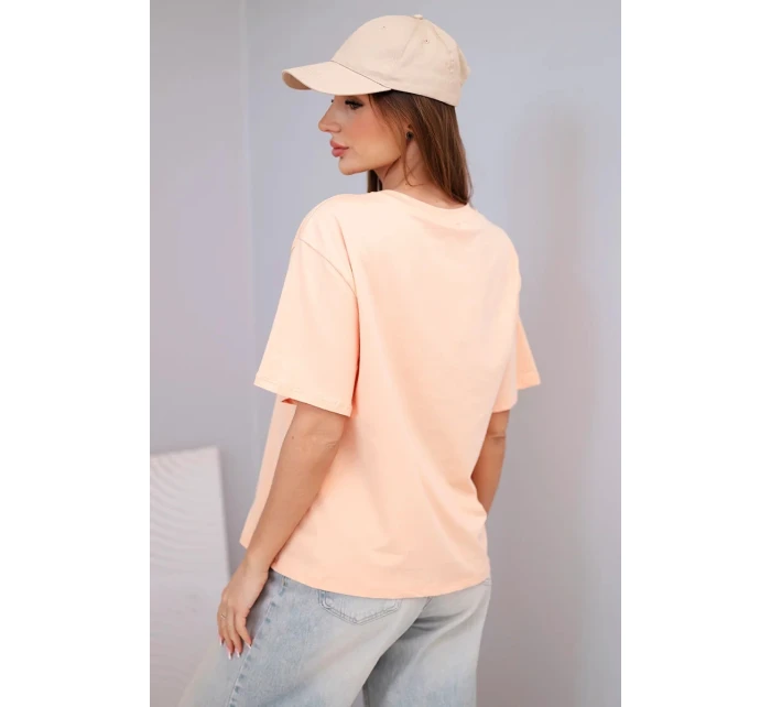 Dámská bavlněná basic halenka s krátkým rukávem lososová Dámská bavlněná basic halenka s krátkým rukávem lososová