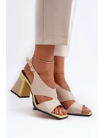Dámské sandály na podpatku béžové D&A MR38-153