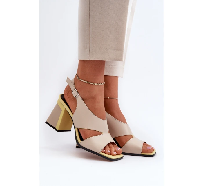 Dámské sandály na podpatku béžové D&A MR38-153