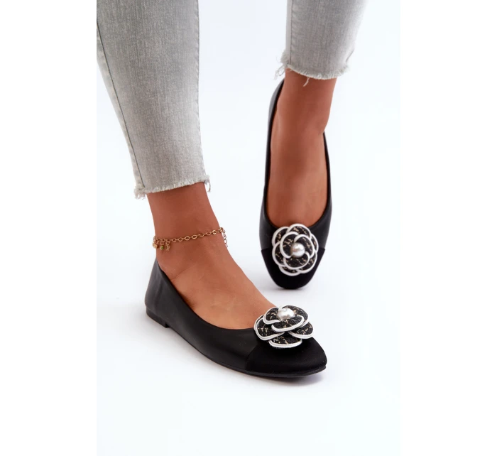 Dámské baleríny z ekologické kůže s ozdobným černé model 21666316 - Boto