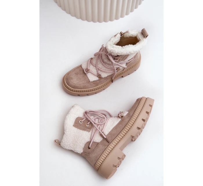 Boty S Kožíškem Typu Beránek Béžové Merilana Boty S Kožíškem Typu Beránek Béžové Merilana