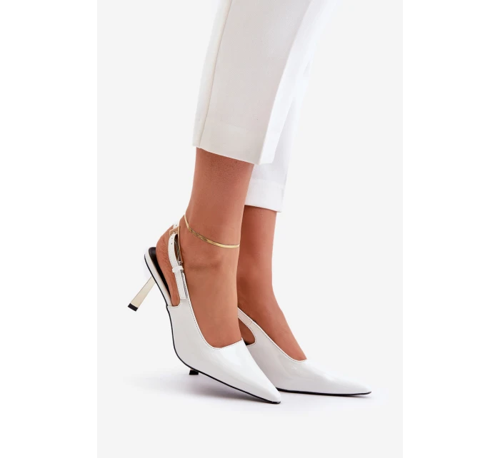 Lakované Lodičky S Otevřenou Patou Bílé Filona