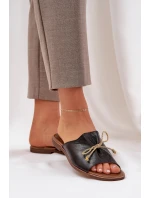 Kožené Ploché Elegantní Pantofle S Mašlí Lewski model 21684473 Černé - Boto Kožené Ploché Elegantní Pantofle S Mašlí Lewski model 21684473 Černé - Boto