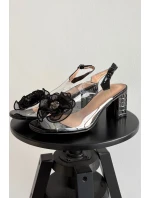 Sandály na podpatku s ozdobou D&A MR52-238 Černé Sandály na podpatku s ozdobou D&A MR52-238 Černé