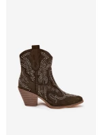 Dámské kotníkové boty Lelira kovbojky se zdobením – tmavě zelené Dámské kotníkové boty Lelira kovbojky se zdobením – tmavě zelené