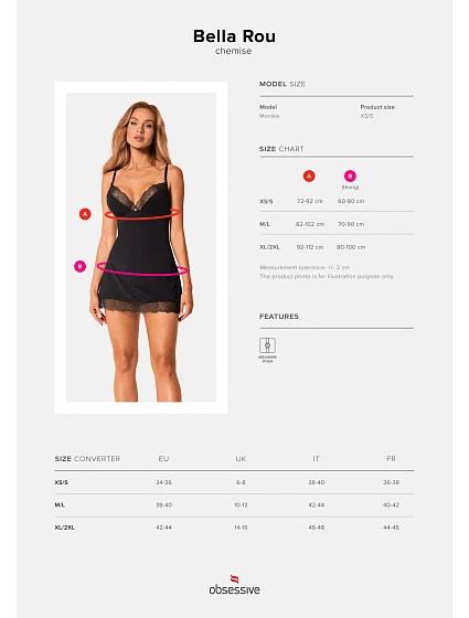 Smyslná košilka Bella model 18427300 chemise - Obsessive Smyslná košilka Bella model 18427300 chemise - Obsessive