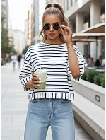 Dámská pruhovaná viskózová halenka TAUSE bílá FashionStreet RY2461 Dámská pruhovaná viskózová halenka TAUSE bílá FashionStreet RY2461