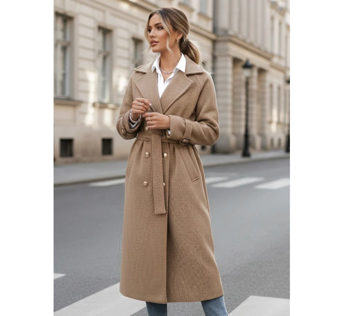 Dámský oversize kabát dlouhý camel Dstreet model 21982238 - FashionStreet