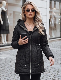 Dámská prošívaná bunda s kapucí, černá, FashionStreet TY5393
