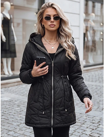 Dámská prošívaná bunda s kapucí, černá, FashionStreet TY5393 Dámská prošívaná bunda s kapucí, černá, FashionStreet TY5393