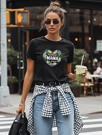 Dámské tričko s potiskem ke Dni matek černé FashionStreet NX5029RY